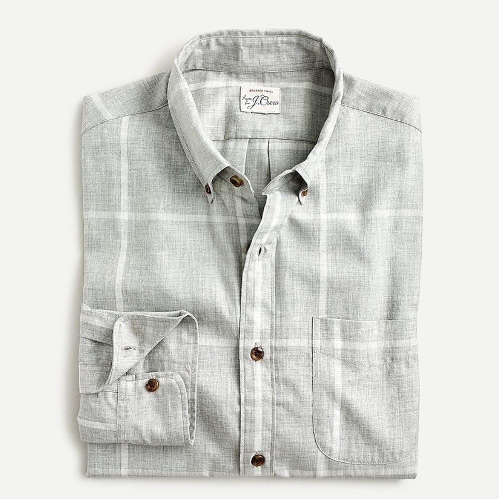 J. Crew Mens Brushed Twill Shirt in Plaid